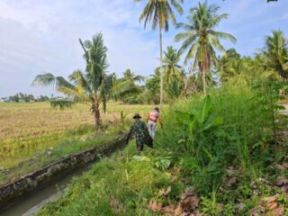 Babinsa Koramil 1420-05/Dua Pitue Pimpin Karya Bakti Pembersihan Saluran Irigasi di Desa Salobukkang