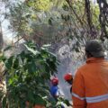 Anggota Koramil 04/Watangpulu Bersama Damkar dan Warga Padamkan Kebakaran Lahan di Bangkai